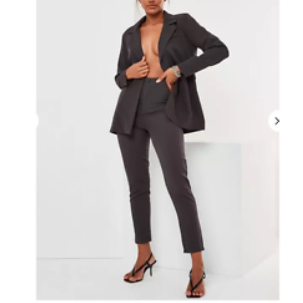 Dark Gray Basic Cigarette Trousers - image 1